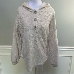 Adrienne Vittadini Sherpa Hooded Sweatshirt Size S